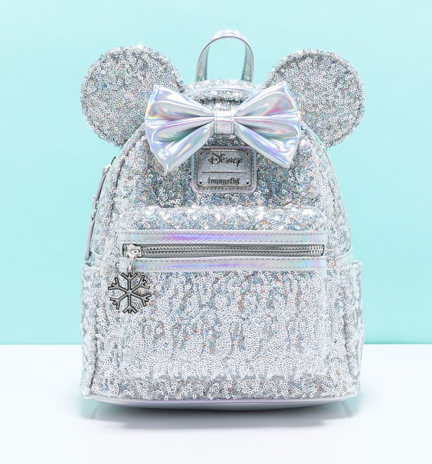 Loungefly Disney LASR Holographic Sequin Minnie Mouse Mini Backpack Loungefly Disney LASR Holographic Sequin Minnie Mouse Mini Backpack