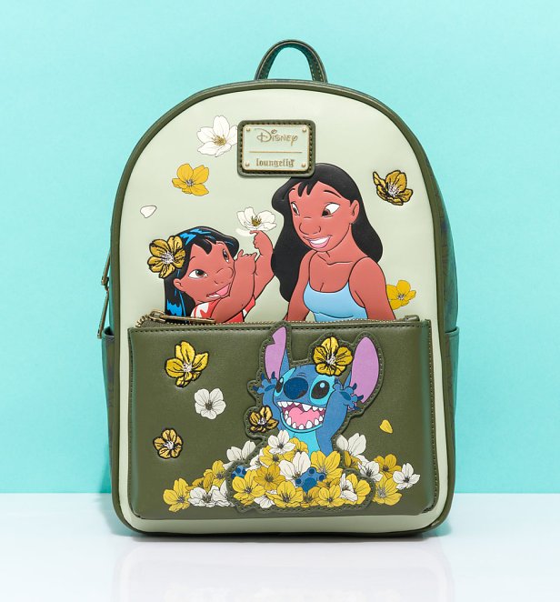 Loungefly Disney Lilo and Stitch Floral Character Portraits Mini Backpack