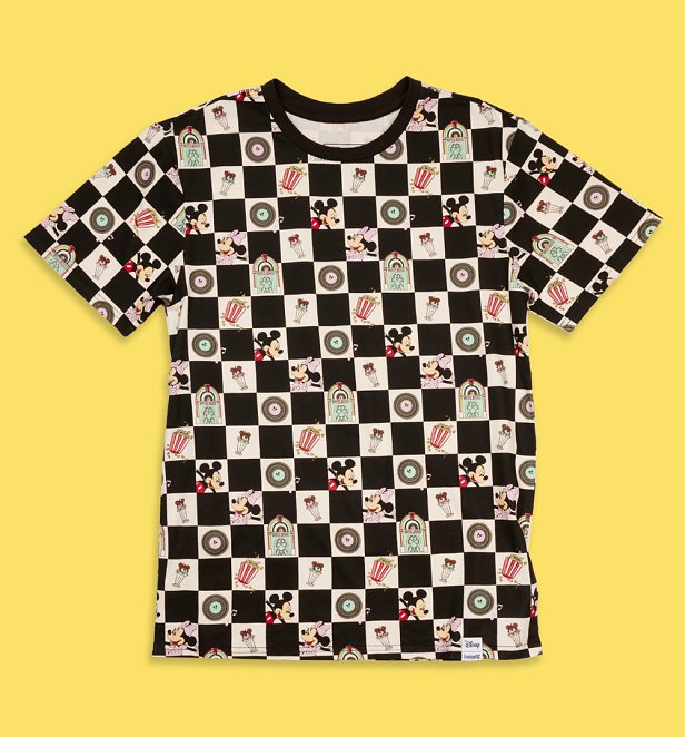 Loungefly Disney Mickey And Minnie Date Night Diner Checkered Unisex Tee