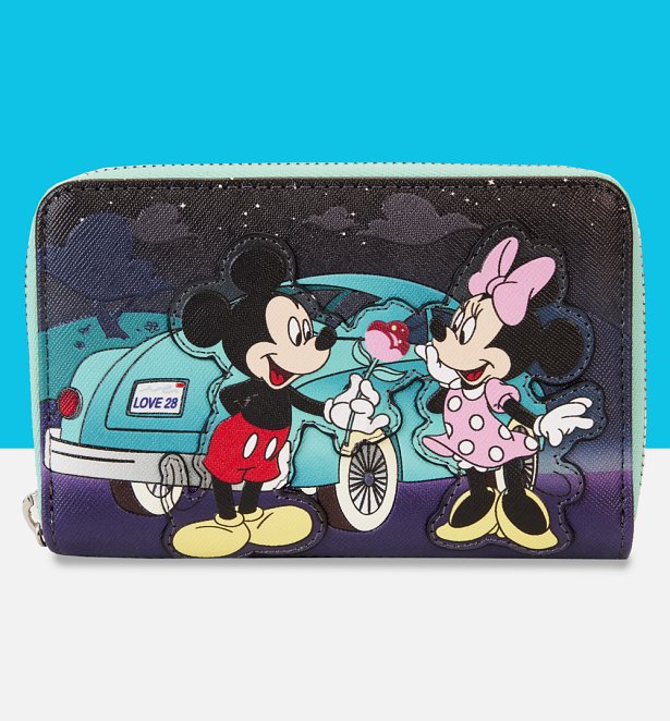 Loungefly Disney Mickey And Minnie Date Night Drive-In Zip Around Wallet