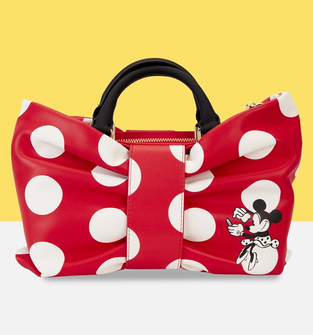 Loungefly Disney Minnie Rocks The Dots Figural Bow Cross Body Bag