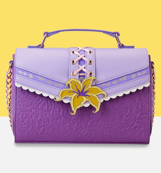 Loungefly Disney Tangled Rapunzel Cosplay Magic Flower Crossbody Bag Loungefly Disney Tangled Rapunzel Cosplay Magic Flower Crossbody Bag