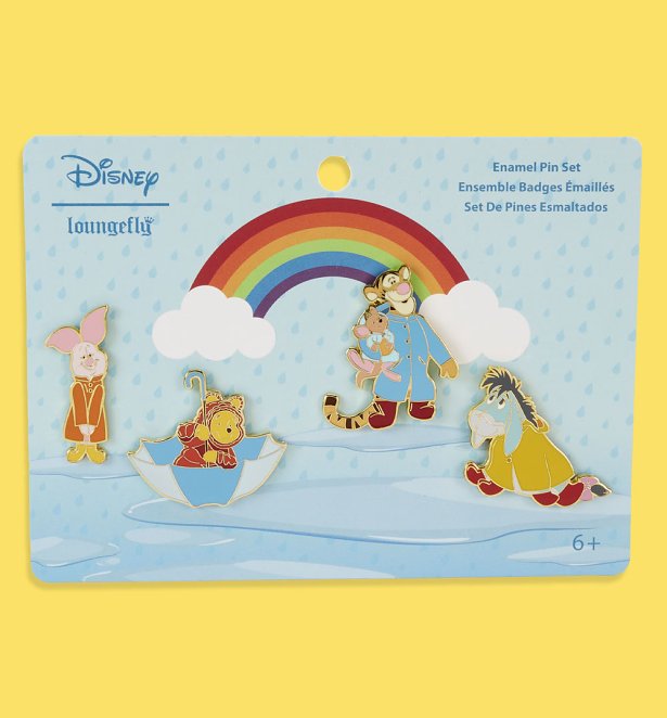 Loungefly Disney Winnie The Pooh And Friends Rainy Day 4 Mini Pin Set