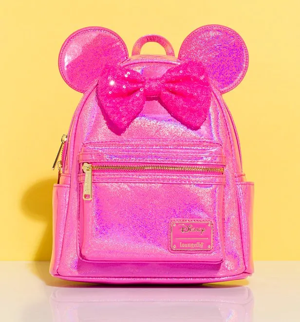 Loungefly Minnie Mouse Pink Glitter Mini Backpack