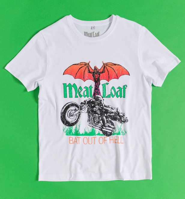 Meat Loaf Bat Out Of Hell White T-Shirt Meat Loaf Bat Out Of Hell White T-Shirt
