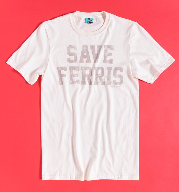 Ferris Bueller Retro Save Ferris Ecru T-Shirt Ferris Bueller Retro Save Ferris Ecru T-Shirt