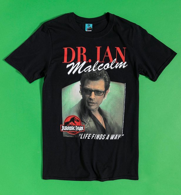 Men's Jurassic Park Dr Ian Malcolm Black T-Shirt Men's Jurassic Park Dr Ian Malcolm Black T-Shirt