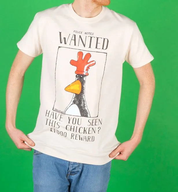 Wallace And Gromit Feathers McGraw Wanted Poster Ecru T-Shirt