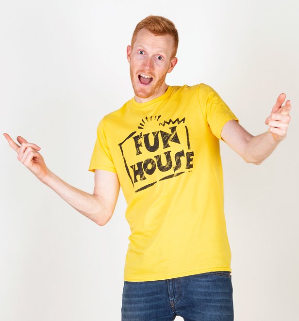 Men's Yellow Team Fun House Logo T-Shirt