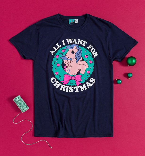 My Little Pony All I Want For Christmas Navy T-Shirt