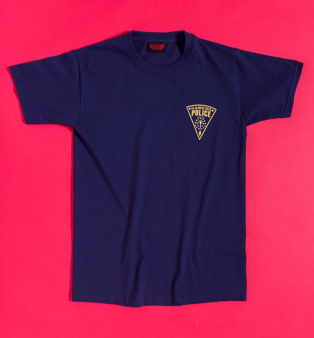 Stranger Things Hawkins Police Dept. Navy T-Shirt with Back Print Stranger Things Hawkins Police Dept. Navy T-Shirt with Back Print