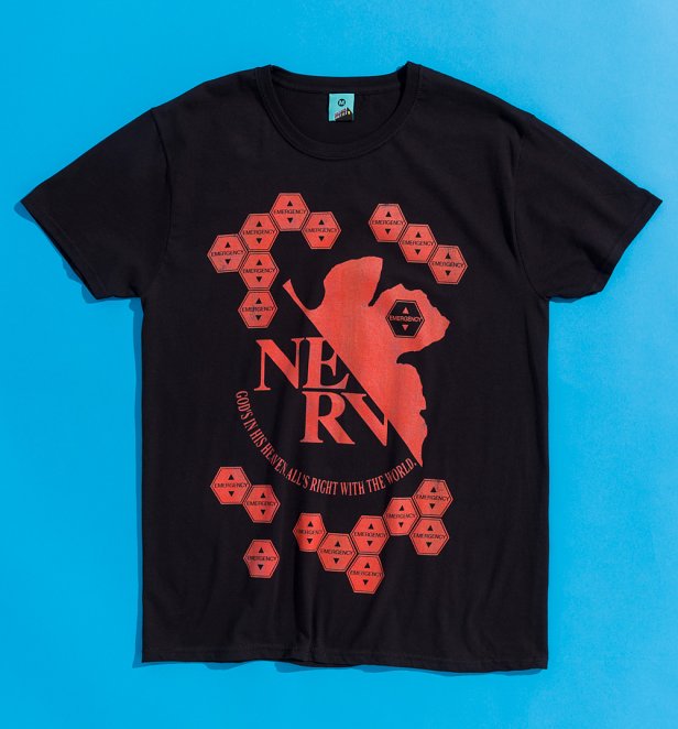 Neon Genesis Evangelion Inspired Nerv Headquarters Black T-Shirt