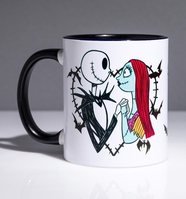 Disney The Nightmare Before Christmas Jack And Sally Black Handle Mug