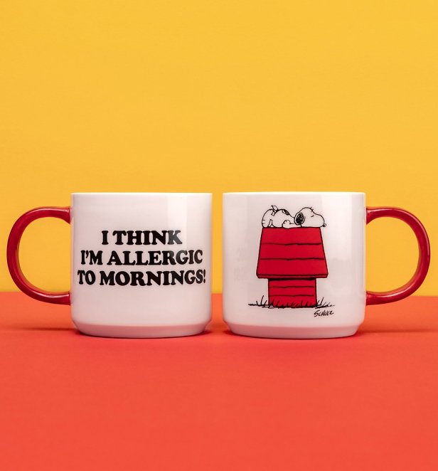 Peanuts Snoopy Allergic To Mornings Mug