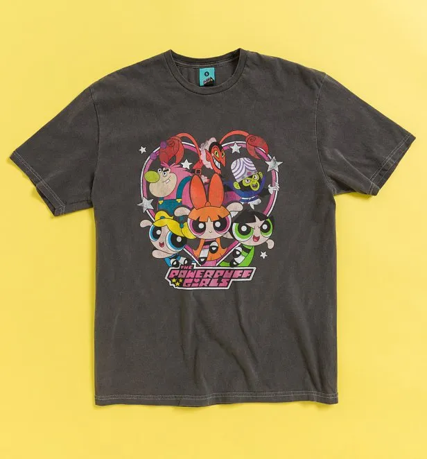 The Powerpuff Girls Vintage Wash Charcoal T Shirt