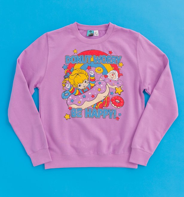 Rainbow Brite Donut Worry Be Happy Lavender Sweater