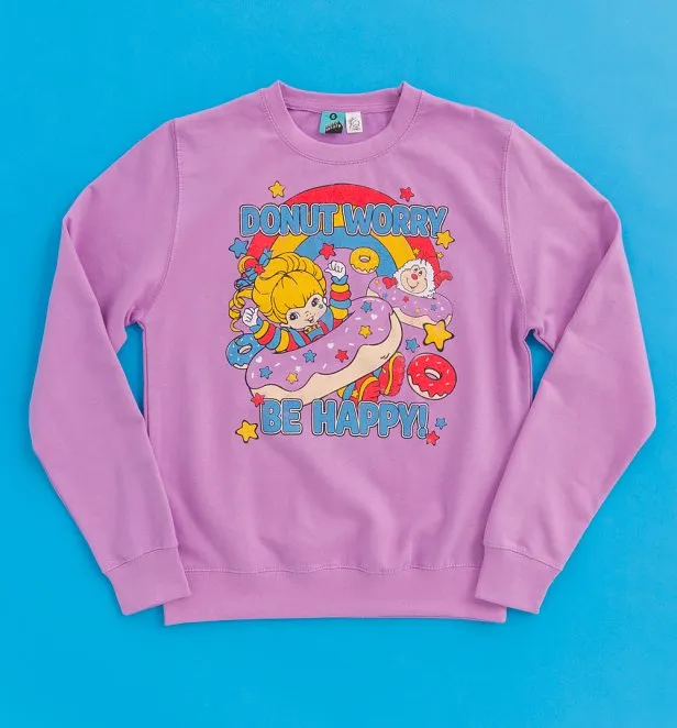 Rainbow Brite Donut Worry Be Happy Lavender Sweater