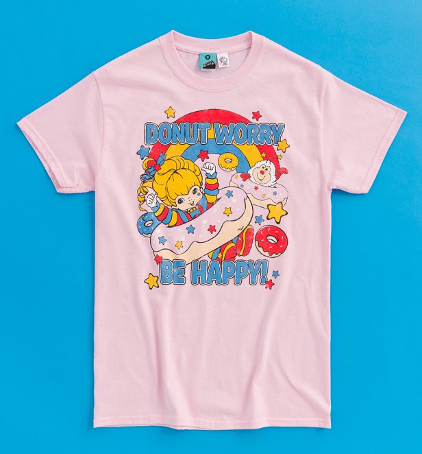 Rainbow Brite Donut Worry Be Happy Pink T-Shirt