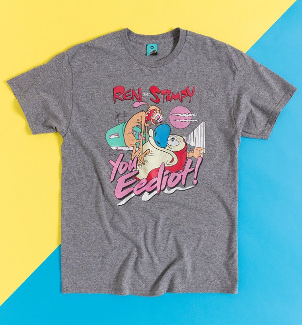 Ren And Stimpy You Eediot Grey T-Shirt