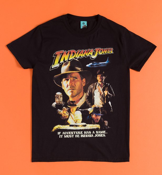 Retro Indiana Jones Black T-Shirt