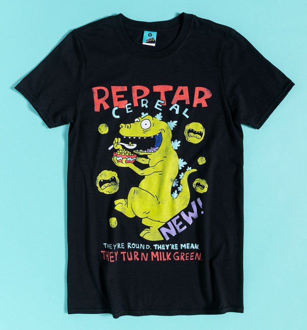 Rugrats Reptar Cereal Black T-Shirt Rugrats Reptar Cereal Black T-Shirt