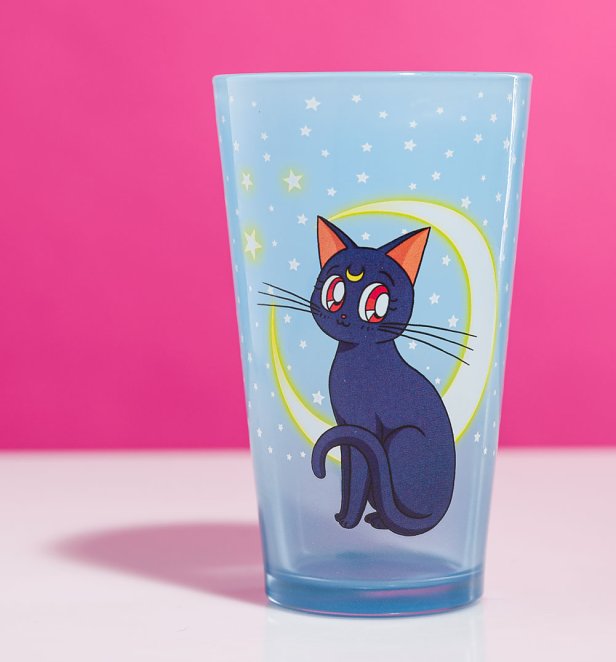 Sailor Moon Luna and Artemis Large Glass