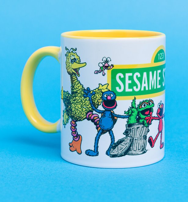 Sesame Street Characters Yellow Handle Mug