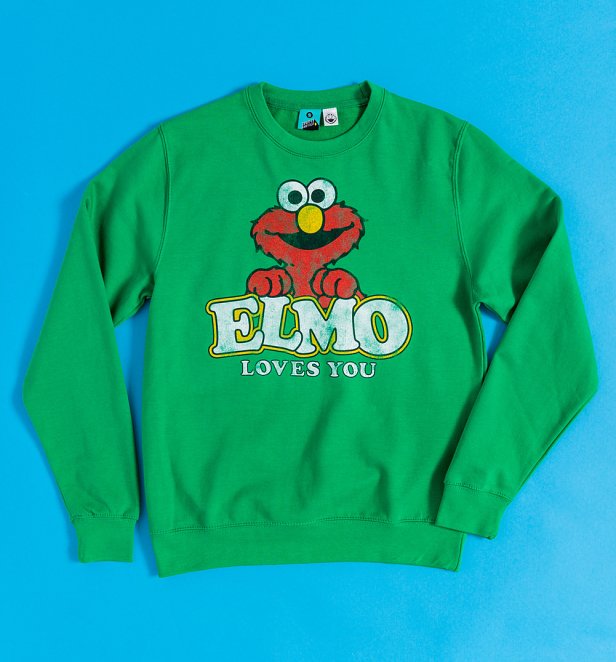 Sesame Street Elmo Loves You Green Sweater