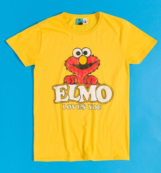 Sesame Street Elmo Loves You Yellow T-Shirt