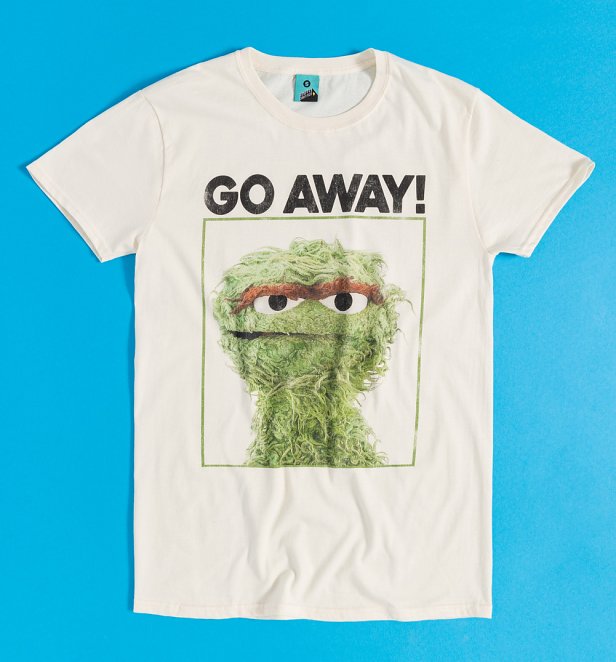 AWAITING APPROVAL Sesame Street Oscar Go Away Natural T-Shirt