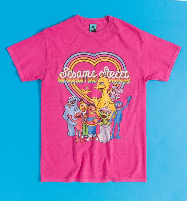 Sesame Street Rainbow Vintage Wash Red T-Shirt
