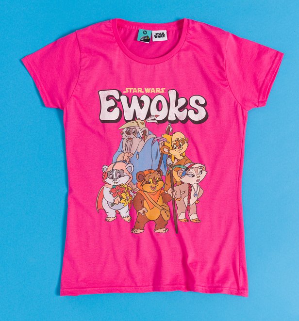 Star Wars Ewoks Cartoon Fuchsia Women's T-Shirt