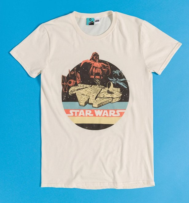 Star Wars Retro Space Scene Men's Natural T-Shirt