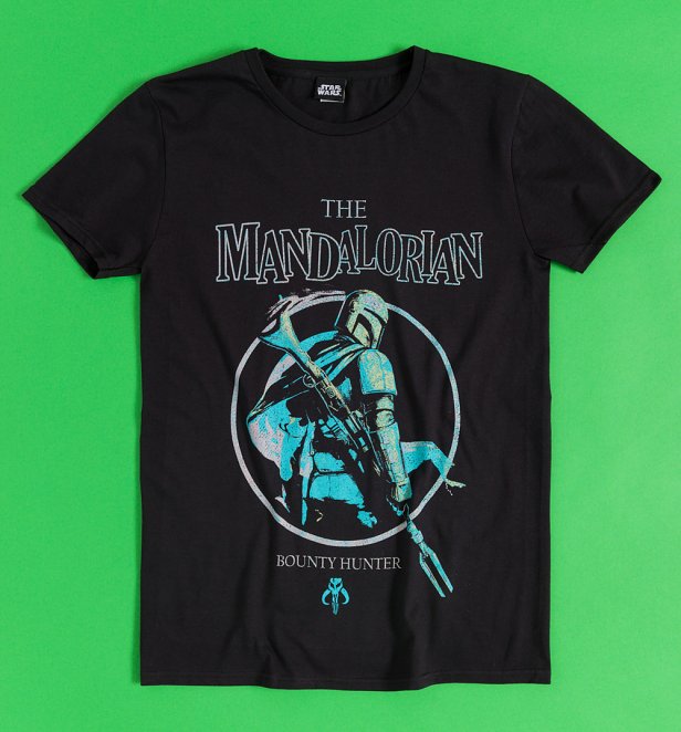 Star Wars The Mandalorian Retro Circle Black T-Shirt Star Wars The Mandalorian Retro Circle Black T-Shirt