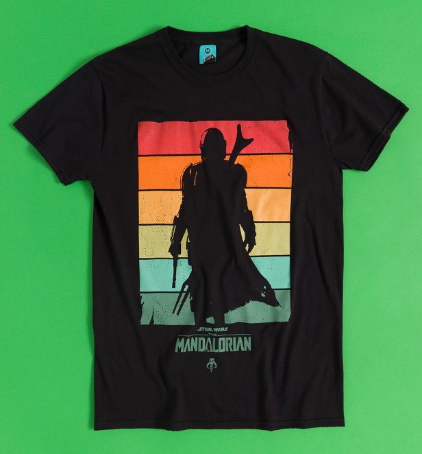 Star Wars The Mandalorian Spectrum Rainbow Black T-Shirt