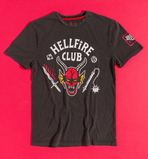 Stranger Things Hellfire Club Vintage Wash Charcoal T-Shirt Stranger Things Hellfire Club Vintage Wash Charcoal T-Shirt