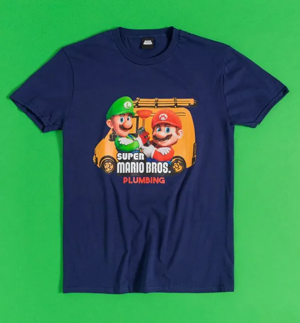 Mario Movie Plumbing Navy T-Shirt