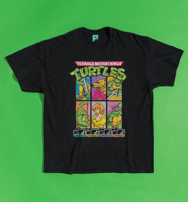 Teenage Mutant Ninja Turtles Arcade Character Select Black T-Shirt