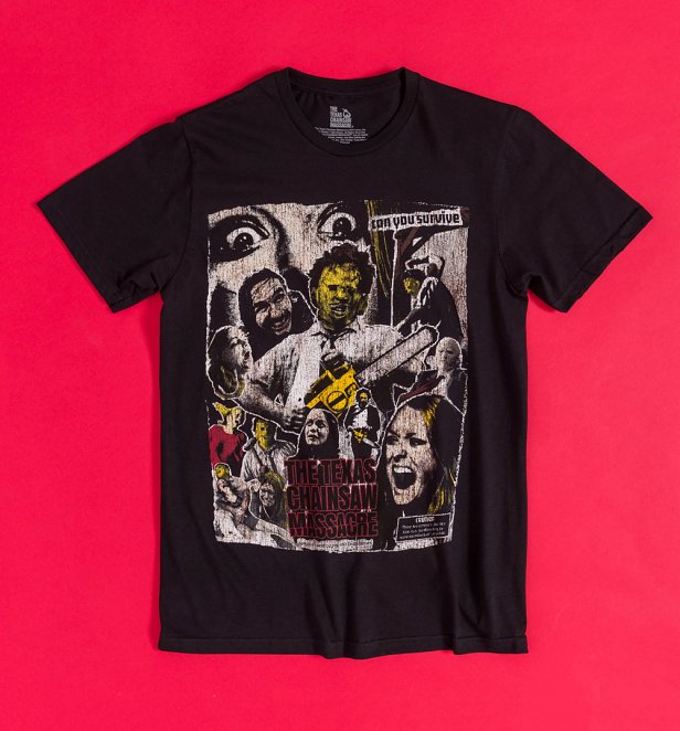 Texas Chainsaw Massacre Collage Black T-Shirt Texas Chainsaw Massacre Collage Black T-Shirt