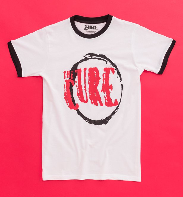The Cure Circle Logo Ringer White T-Shirt