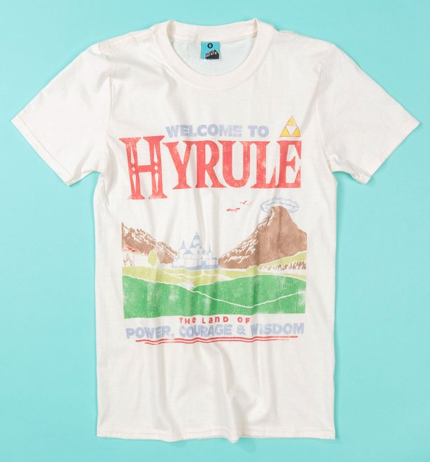 The Legend Of Zelda Inspired Welcome To Hyrule Ecru T-Shirt The Legend Of Zelda Inspired Welcome To Hyrule Ecru T-Shirt