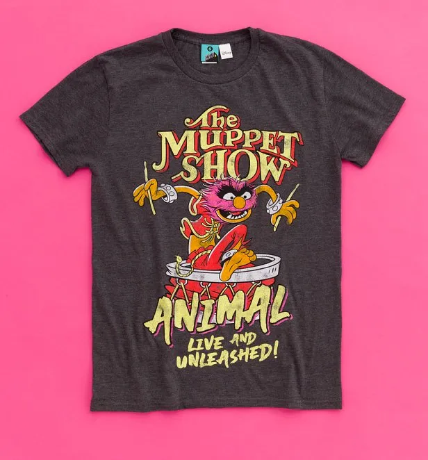The Muppet Show Animal Live And Unleashed Charcoal Marl T-Shirt