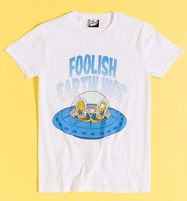 The Simpsons Foolish Earthlings Aliens White T-Shirt The Simpsons Foolish Earthlings Aliens White T-Shirt