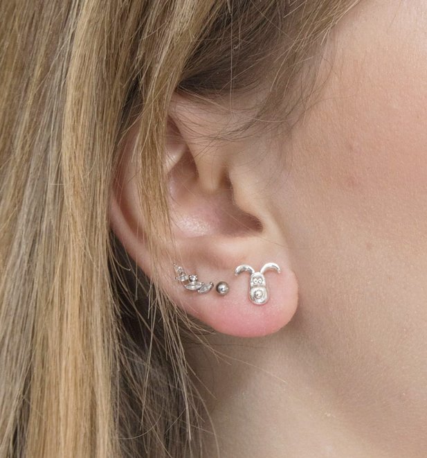 Wallace & Gromit Gromit Head Sterling Silver Stud Earrings Wallace & Gromit Gromit Head Sterling Silver Stud Earrings