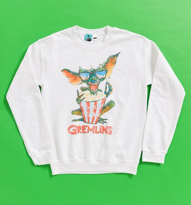 Gremlins Popcorn Time White Sweater