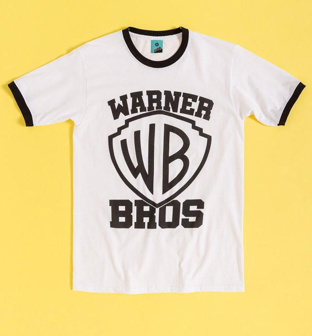 Warner 100 Retro Logo White Ringer T-Shirt