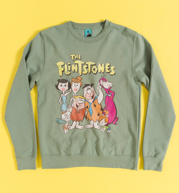 Warner 100 The Flintstones Family Green Sweater