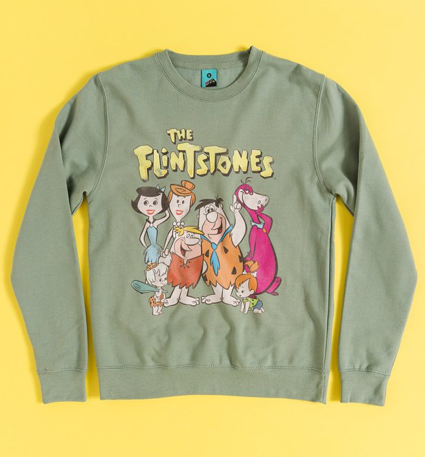 Warner 100 The Flintstones Family Green Sweater Warner 100 The Flintstones Family Green Sweater