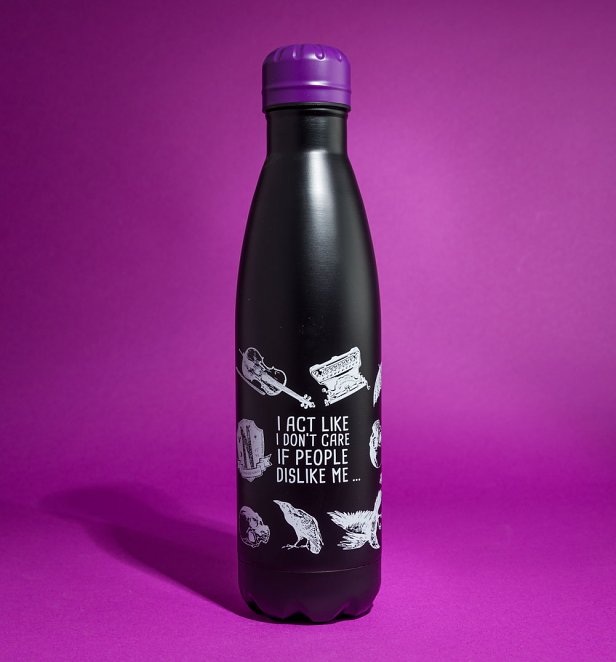 Wednesday Don't Care Stainless Steel Black Water Bottle