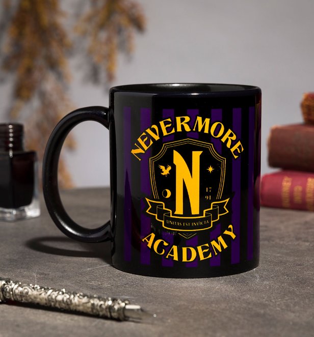 Wednesday Nevermore Academy Black Stripe Mug